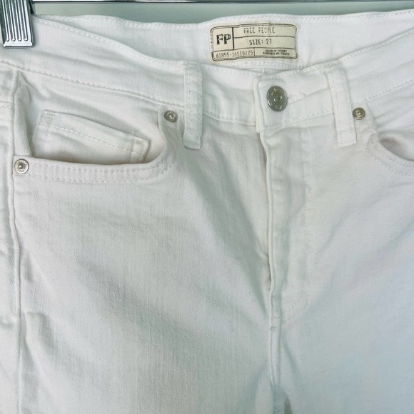 Free People Busted Knee Skinny Fit Jeans White Distressed #OB636273R Size 27 - Picture 7 of 13
